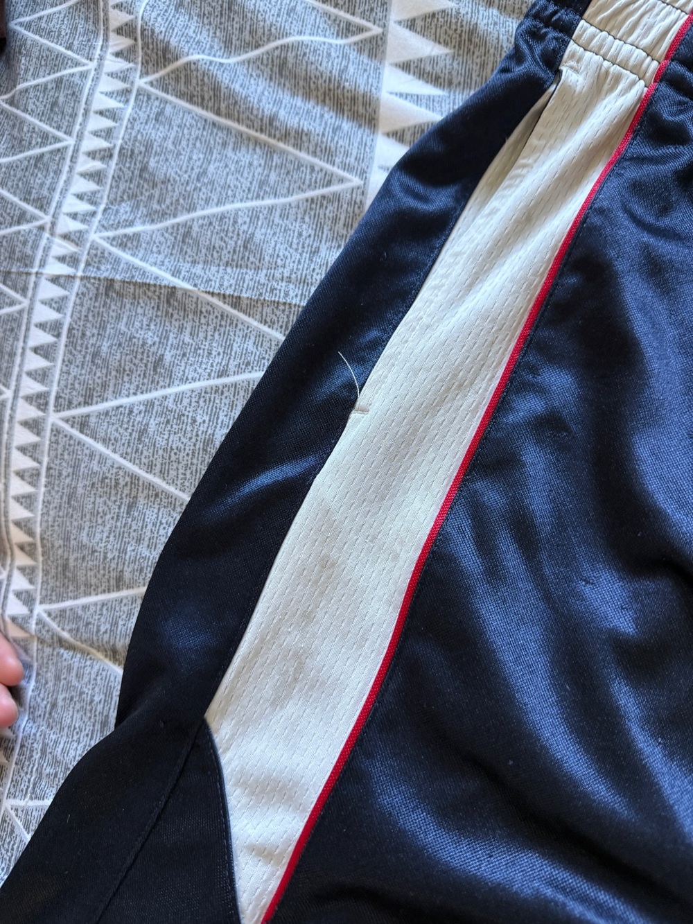 And1 Navy Athletic Shorts with White Side Panels and Red Piping - Picture 4 of 8